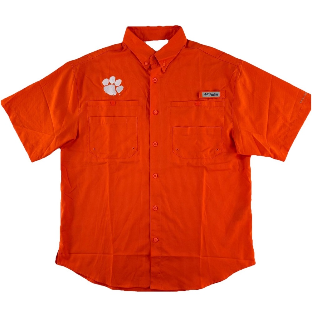 Columbia PFG Clemson Tigers Vented Fishing Shirt Mens‎ Medium Orange Outdoors